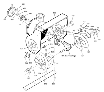 Auger Housing Diagram and Parts List for 624504X5B 2003 Briggs and Stratton Snow Blower